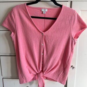 Vintage J. Crew Bubblegum Pink Tie Front Top